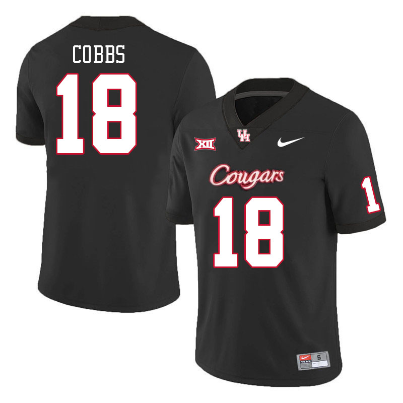 Houston Cougars #18 Joshua Cobbs College Football Jerseys Stitched Sale-Black